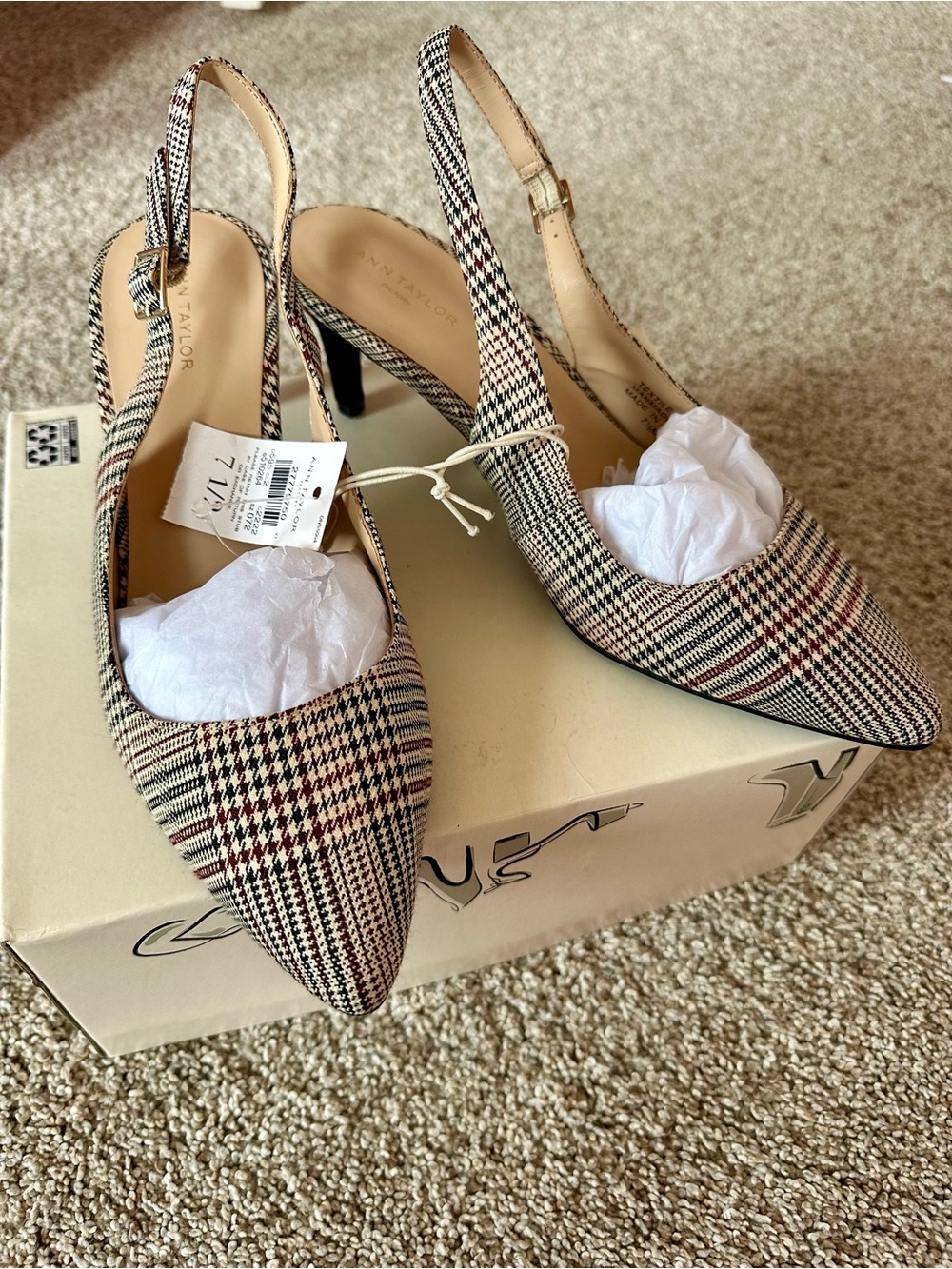 Slingback Pointed Toe Pumps in Plaid - Ann Taylor
